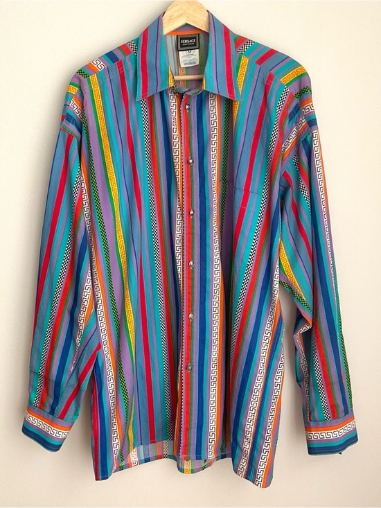 Versace Other - Vintage Versace Jeans Couture Multicolor Striped Button Down Shirt - Medium
